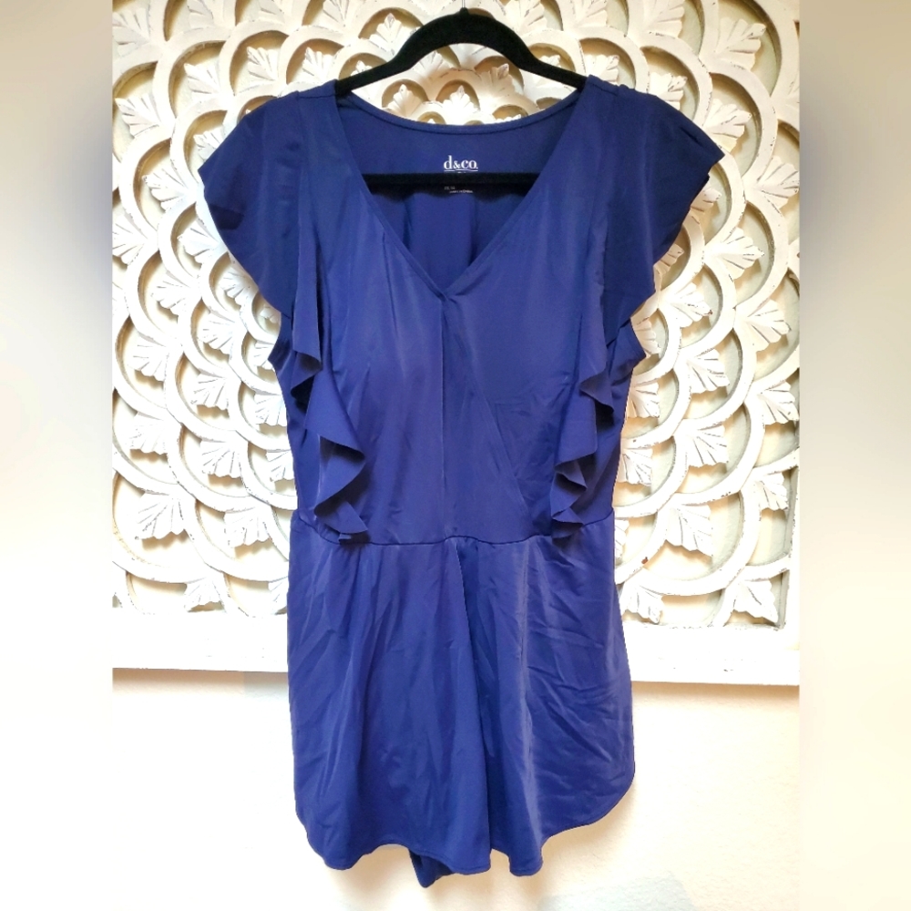 D&Co Beach Denim & Company Navy 16 Skirted One Piece Swimsuit
